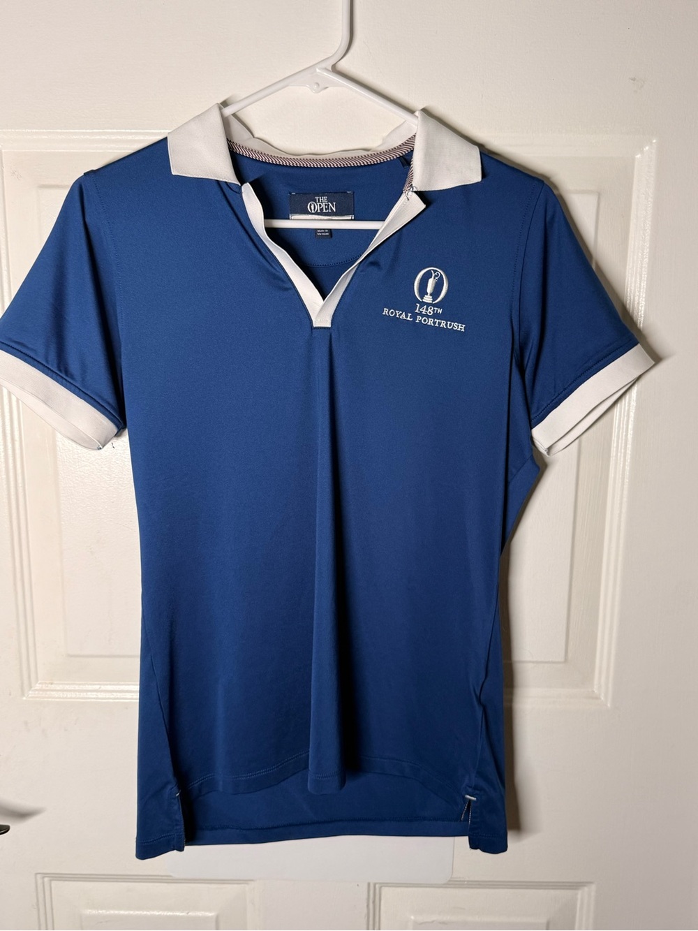 The Open Royal Portrush Blue Polo with White Accents